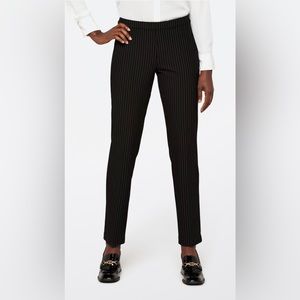 Liverpool Kayla Pull-On Trouser, Black Pinstripe
